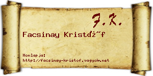 Facsinay Kristóf névjegykártya